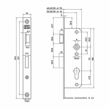 Nemef smalslot 8691 tekening