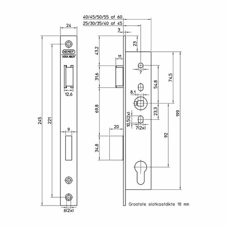 Nemef smalslot 9600 tekening