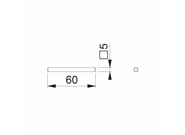 Hoppe Vierkantstift 5X5X60mm tekening