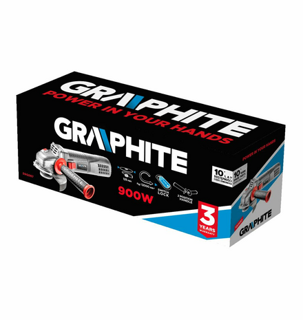 Graphite Haakse Slijper 900watt 125mm verpakking