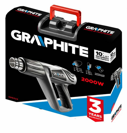 Graphite Heteluchtpistool 2000watt koffer