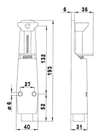 lengte (mm)193 breedte (mm)40 schootuitslag (mm)30 maximaal deurgewicht (kg)40 finishzilvergrijs tekening