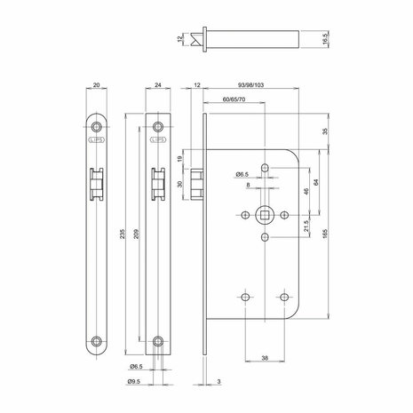 Lips loopslot 2435-60 tekening