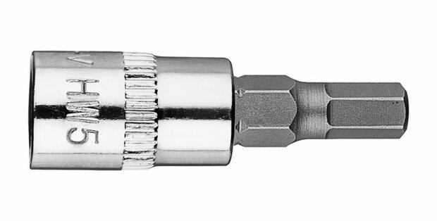 Bit dop 1/4 H5 (inbus) 37mm lang horrizontaal