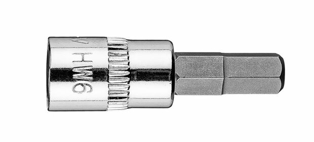 Bit dop 1/4 H6 (inbus) 37mm lang horrizontaal