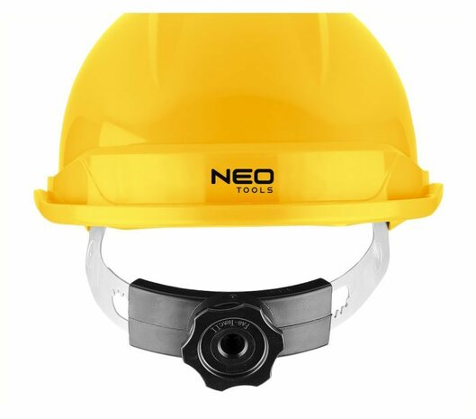 Industriële helm met kinband, geel nek