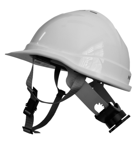 Industriële helm met kinband, wit