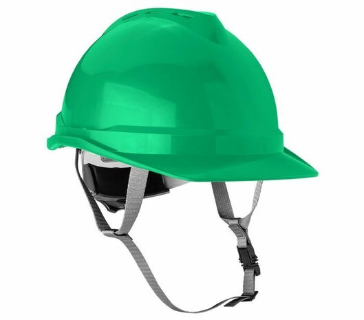 Industriële helm met kinband, Groen band