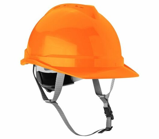 Industriële helm met kinband, Oranje band