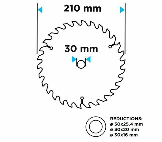 Cirkel Zaagblad 210x30x2,0x40T tekening