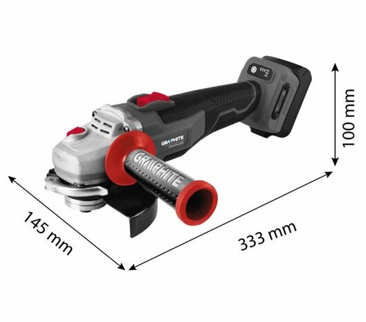 Haakseslijper 125mm 18V, Koolborstelloos 18v Li-ion ENERGY+ afmeting
