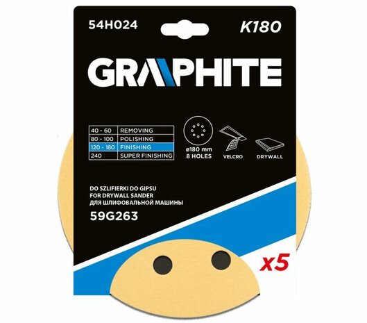 Cirkelschuurpapier 180mm 5x K180 vp