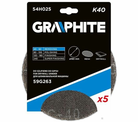 Cirkel Gaas schuurpapier 180mm 5x K40 vp