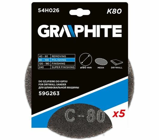 Cirkel Gaas schuurpapier 180mm 5x K80 vp