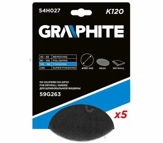 Cirkel Gaas schuurpapier 180mm 5x K120 vp