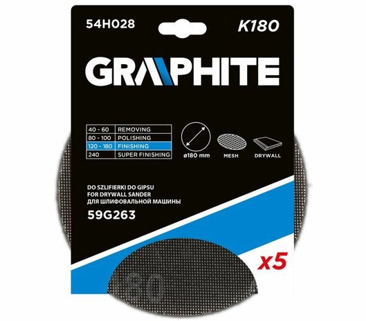 Cirkel Gaas schuurpapier 180mm 5x K180