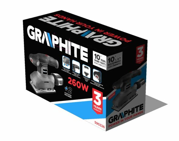 Graphite vlakschuurmachine 240watt koolborstel loos vp