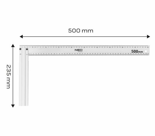 Winkelhaak 500 x 235mm maat
