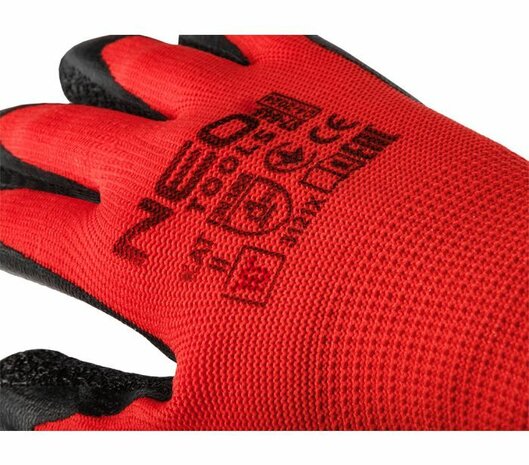 Werkhandschoen latex-coated polyester (crincle) tekst