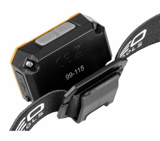 Hoofd/Zaklamp CREE SUPER LED op Accu achterkant