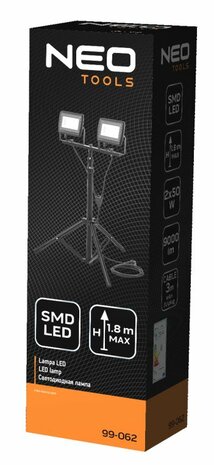 Bouwlamp 2x 50 watt LED op Statief doos
