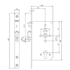 Nemef schuifdeurslot 629/17-60mm tekening