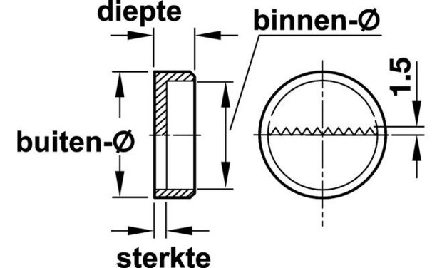 Ophangelement kst. wit 30x11,5mm  tekening